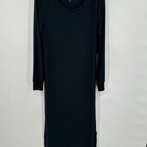 Softies Jess 50" Wide Neck Long Sleeve Night Gown sz S in Black Sleep Shirt NWOT